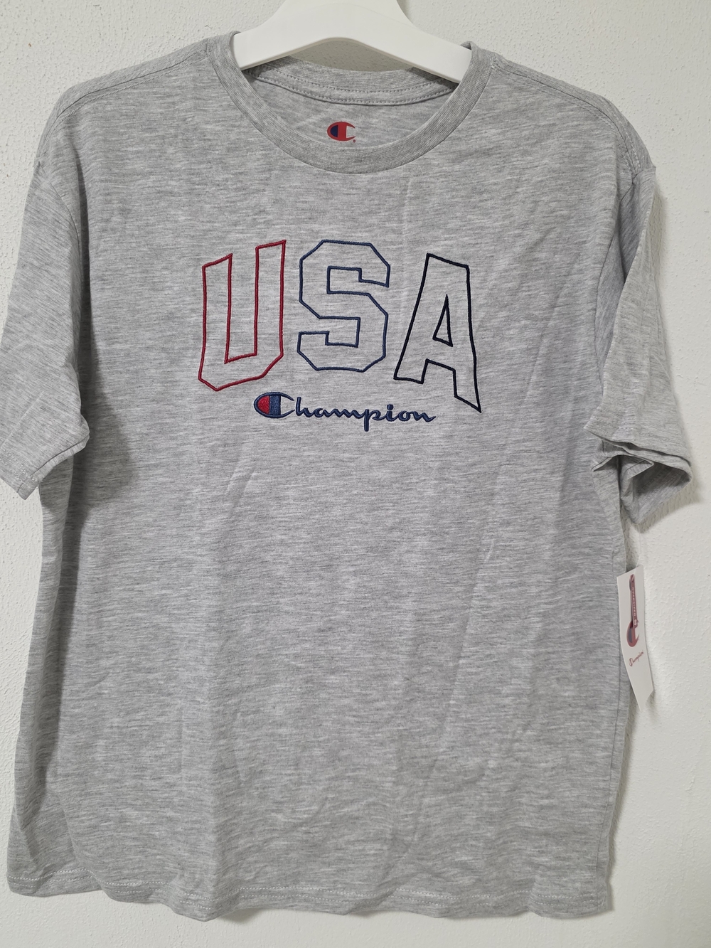 Champion Grey Short Sleeve Tee with USA Graphic